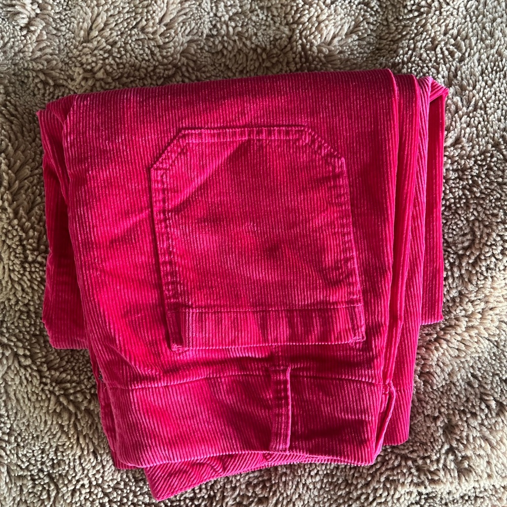 Anthropologie Maeve Colette Cropped Wide Leg Corduroy Hot Fuchsia Pink Pants 28 - Picture 5 of 13